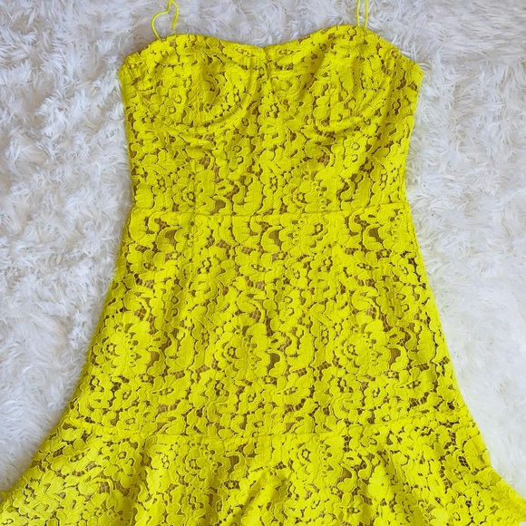 White Fox Venice Lace Mini Dress Citrus Yellow - Picture 2 of 8